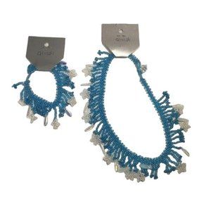 Blue Iridescent Handmade Celestial Jewelry Set